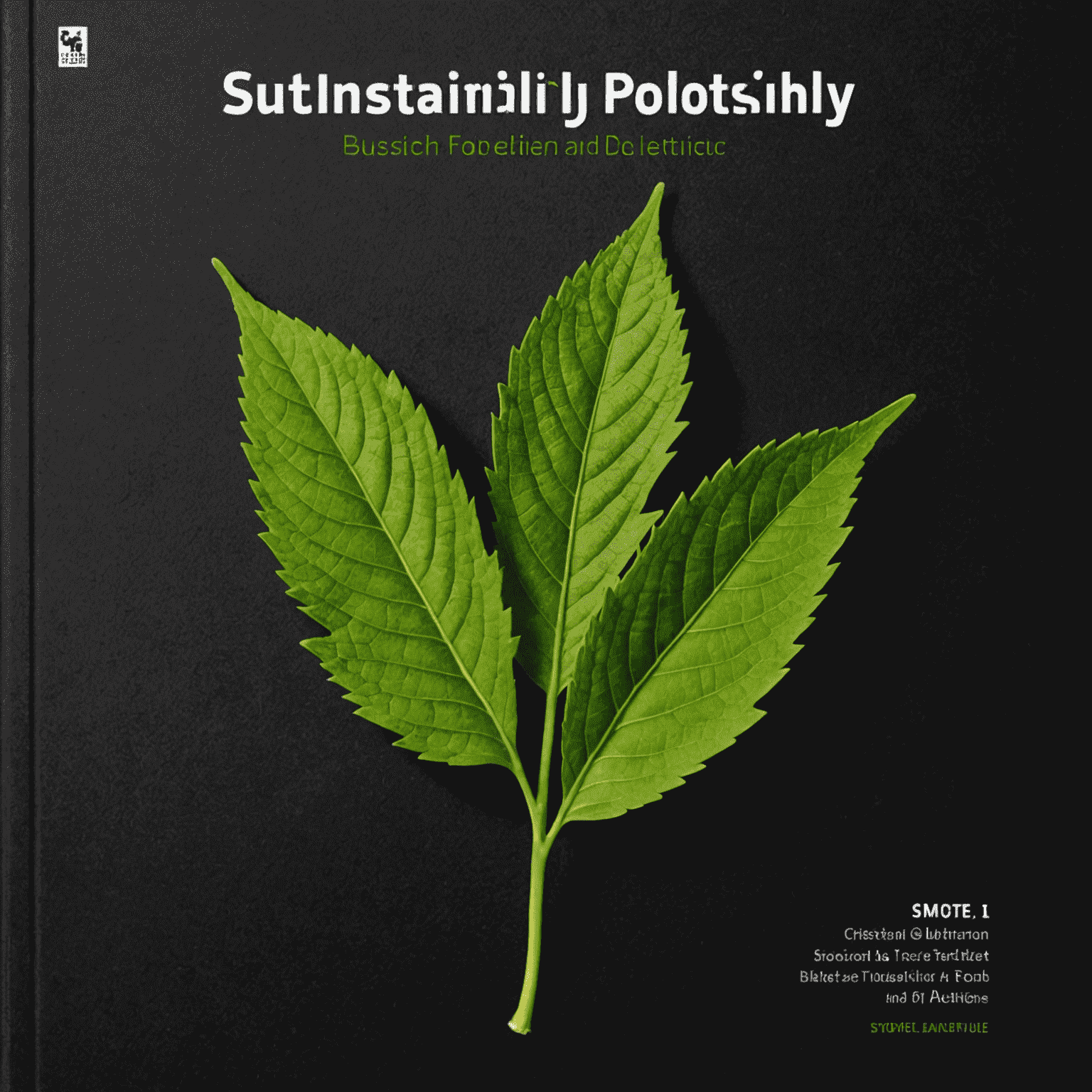 Capa do livro 'Sustentabilidade e Política' de Simone Tebet, com uma imagem de uma folha verde sobre um fundo preto